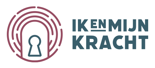 Logo van Ikenmijnkracht in de kleuren rood en blauw